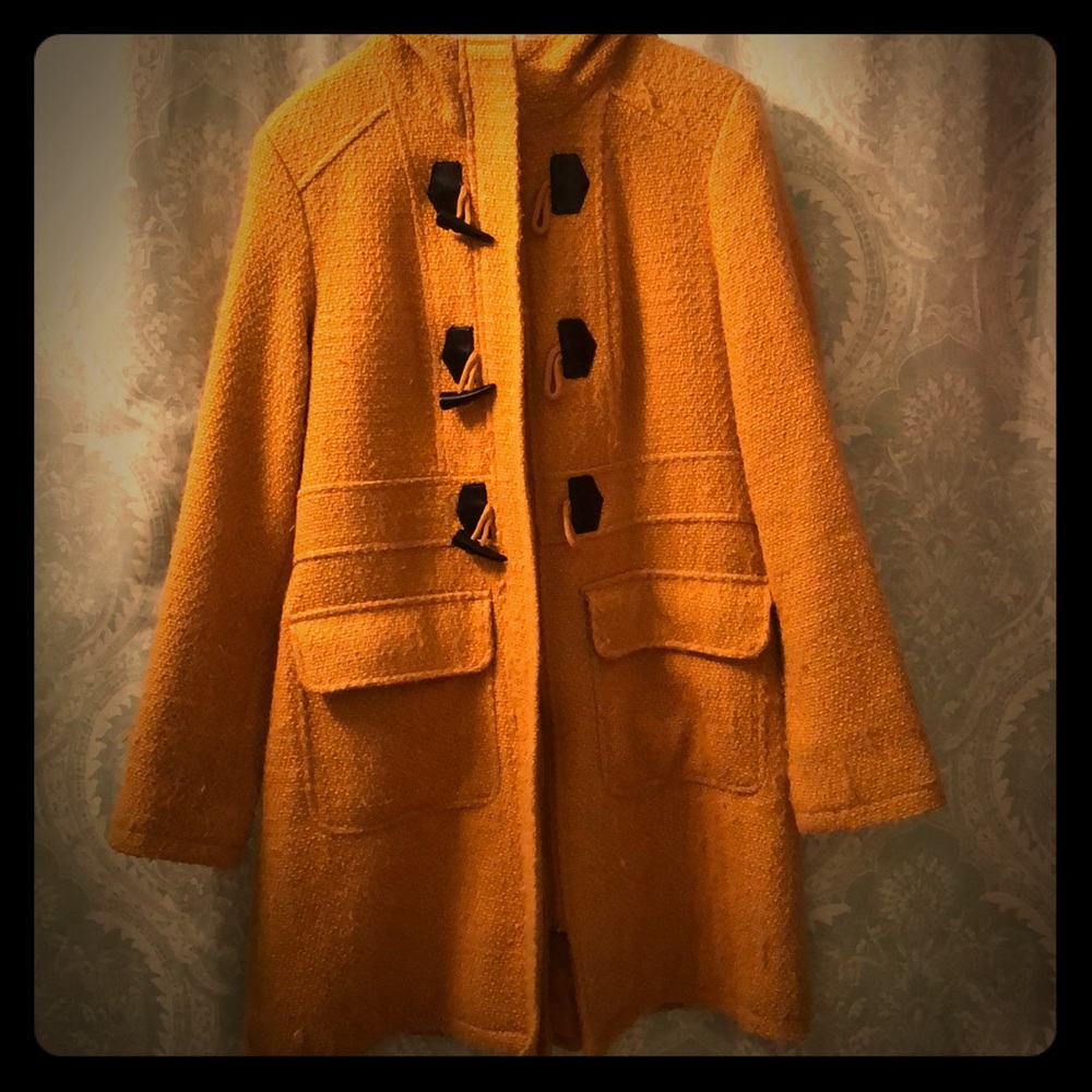 Yellow mustard gold hooded toggle Merona Coat